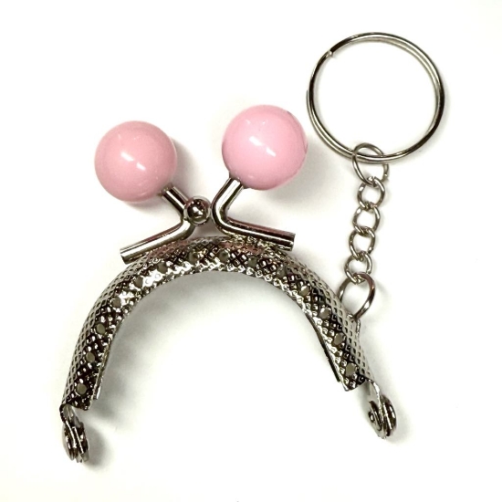 Picture of Purse Handle 5cm Light Pink w/ key ring Silver x1