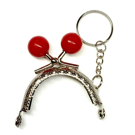 Picture of Purse Handle 5cm Red w/ key ring Silver x1