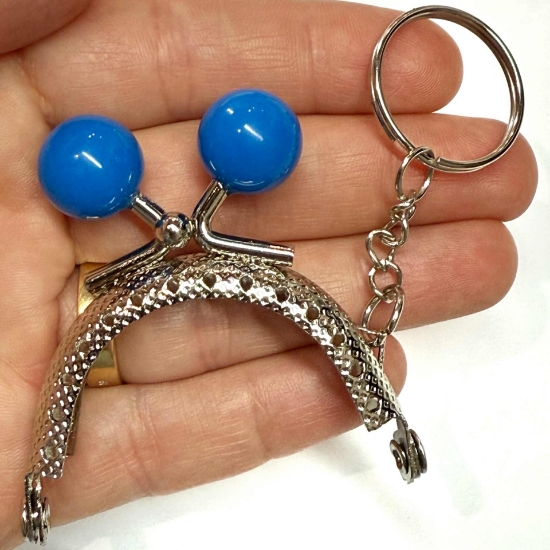 Picture of Purse Handle 5cm Blue w/ key ring Silver x1