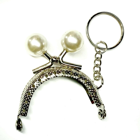 Picture of Purse Handle 5cm Pearl w/ key ring Silver x1