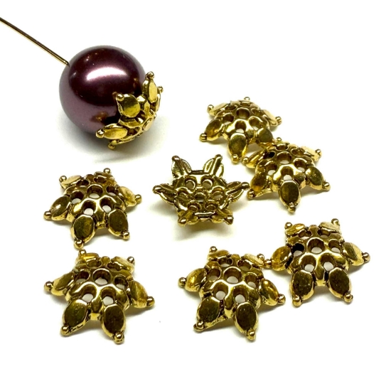 Picture of Bead Cap 12mm 6-petal Gold Plate x20