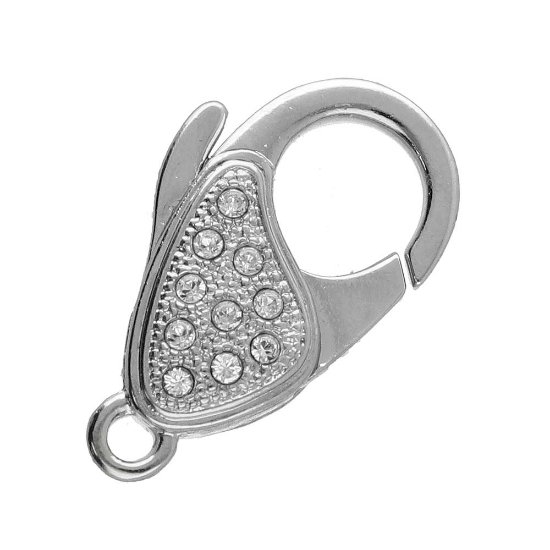 Picture of Neumann Crystallized Lobster Clasp 20x12mm Rhodium Plated x1