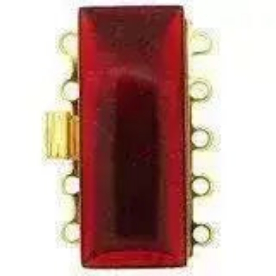 Picture of Neumann Clasp Box 5-strand 25mm Transparent Red 23kt Gold Plated x1