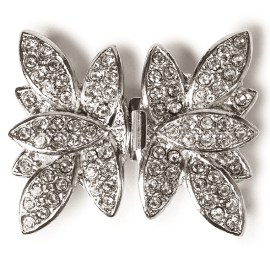 Picture of Neumann Dancing Butterflies Box Clasp 3-strand 23x27mm Rhodium Plate x1