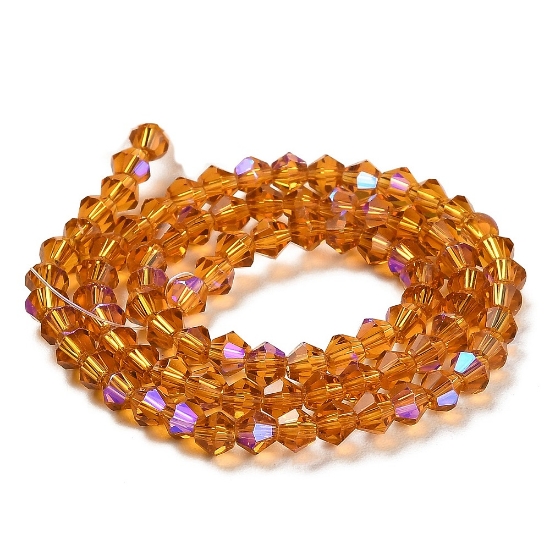 Picture of Faceted Bicone Glass bead 4mm Transparent Topaz AB x85