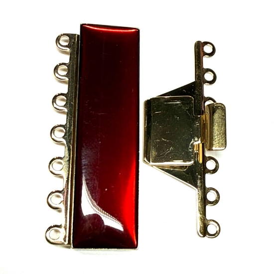 Picture of Neumann Clasp Box 7-strand 38mm Transparent Red 23kt Gold Plated x1