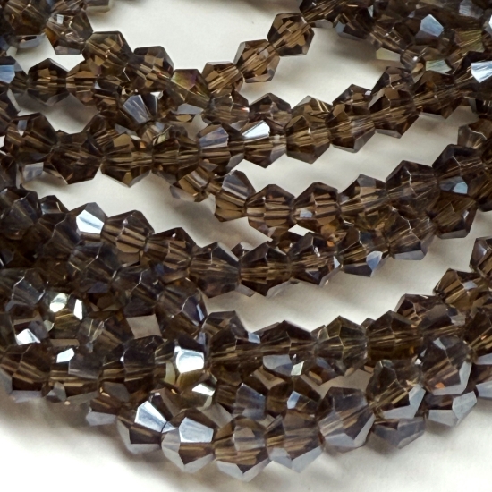 Picture of Faceted Bicone Glass bead 4mm Black Diamond AB x85