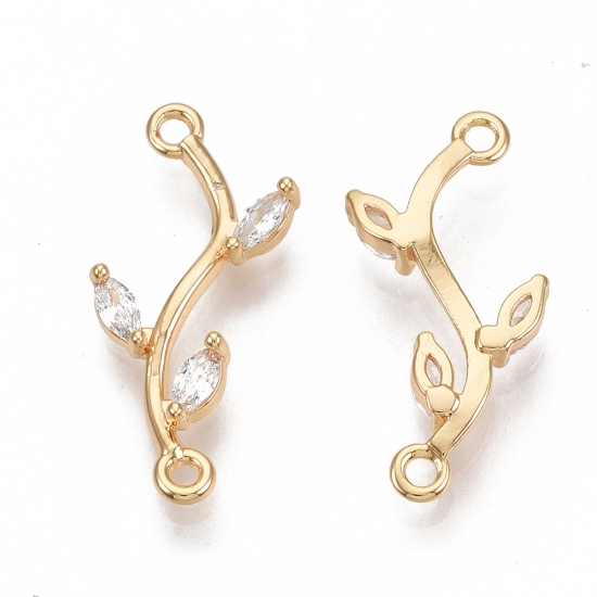 Picture of Connector Cubic Zirconia Branch 22x9x3mm 18kt Gold Plated x1