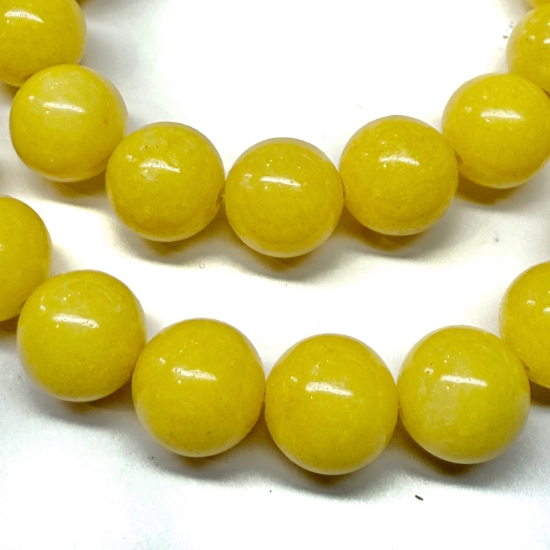 Picture of Mountain "Jade" bead 10mm round Dark Yellow x38cm