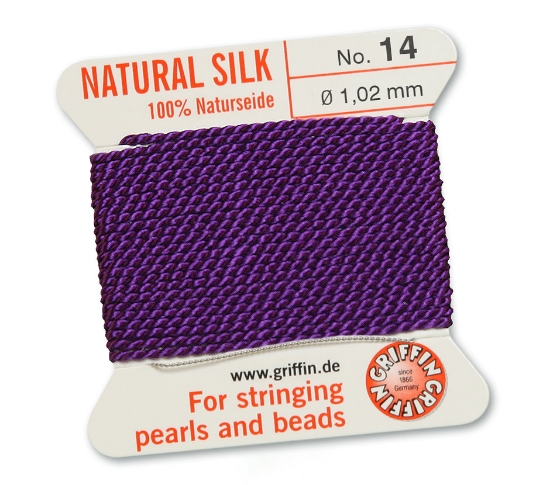 Picture of Griffin Silk Beading Cord & Needle size #14 - 1,02mm Amethyst x2m