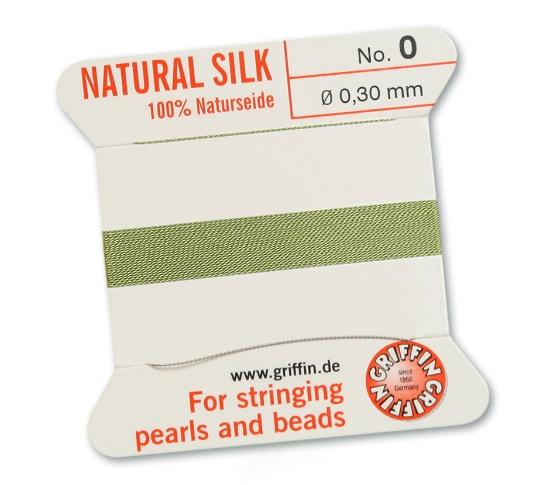 Picture of Griffin Silk Beading Cord & Needle size #0 - 0,30mm Jade Green x2m