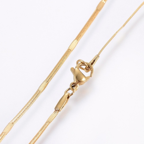 Picture of Stainless Steel Necklace flat snake chain 45cm Gold x1