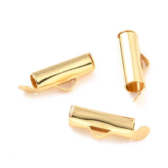 Picture of Stainless Steel Slide End Tube 16mm 18kt Gold Plated x10