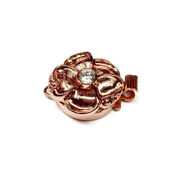 Picture of Neumann Clasp box 13mm Flower w/ Swarovski  Rose Gold Plated x1