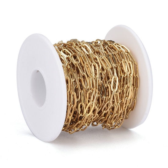 Picture of Stainless Steel Chain Paperclip 10x4x1mm 18kt Gold Plated x10m
