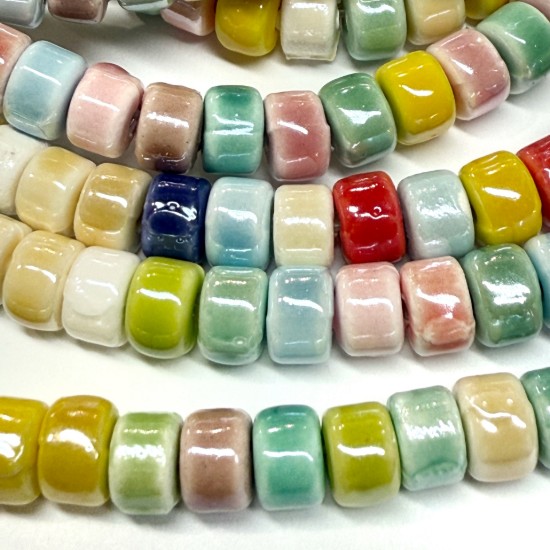 Image de Porcelain beads 7x5mm rondelle  Color Mix x28cm