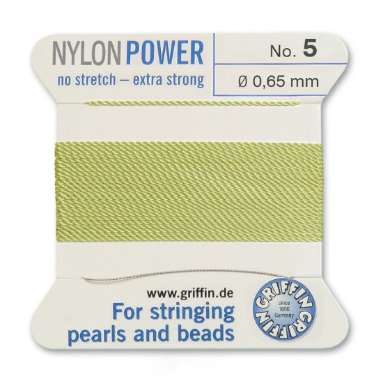 Picture of Griffin Nylon Beading Cord & Needle size #5 - 0.65mm Jade x2m