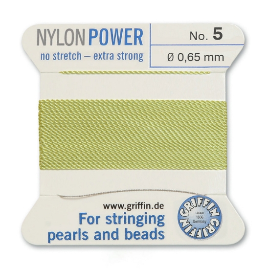 Picture of Griffin Nylon Beading Cord & Needle size #5 - 0.65mm Jade x2mm