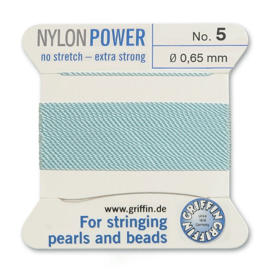 Image de Griffin Nylon Beading Cord & Needle size #5 - 0.65mm Turquoise x2m
