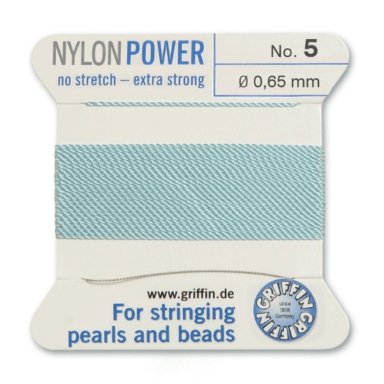 Picture of Griffin Nylon Beading Cord & Needle size #5 - 0.65mm Turquoise x2mm