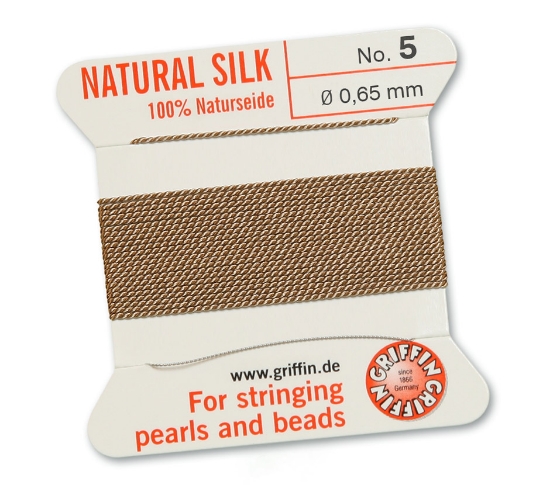 Picture of Griffin Silk Beading Cord & Needle size #5 - 0,65mm Beige x2m