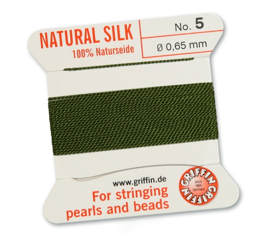 Picture of Griffin Silk Beading Cord & Needle size #5- 0,65mm Olive x2m