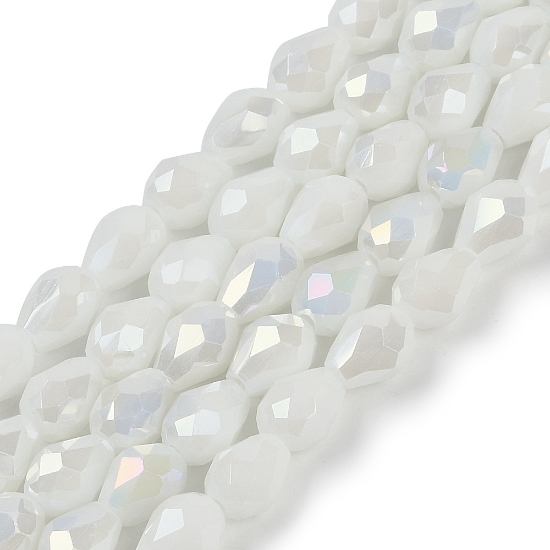 Picture of Faceted Glass Drop 15x10mm White AB x4