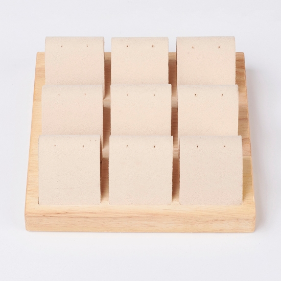Picture of Pivo Wood Jewelry Display 9-Compartment Peach Puff Suede x1