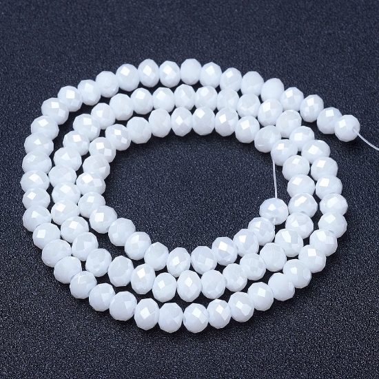 Picture of Faceted Rondelle 3x4mm Opaque White AB x30cm