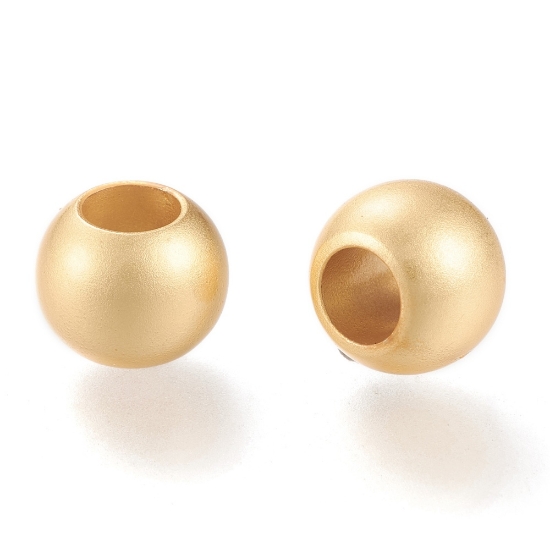 Picture of Large Hole Brass Bead 10mm Mat 18kt Gold Plated x1