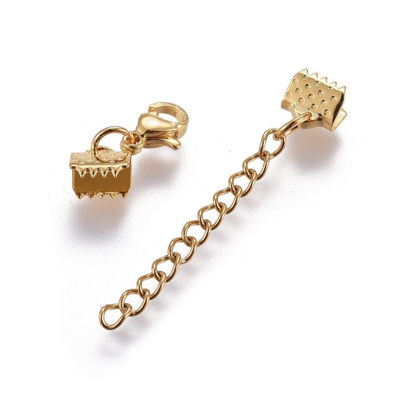 Picture of Stainless Steel Chain Extender 66mm w/ Lobster Clasp and End Crimp 6mm Gold x1