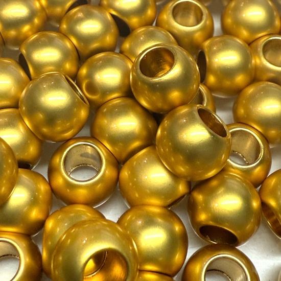 Picture of Large Hole Brass Bead 10mm Mat 18kt Gold Plated x1