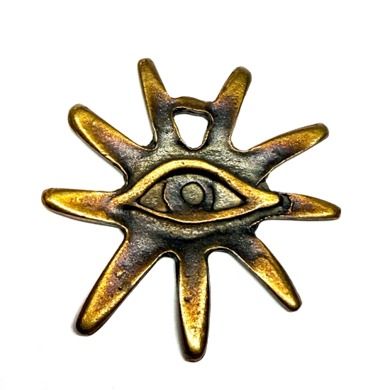 Picture of Large ethnic pendant sun eye 48mm Antique Bronze x1