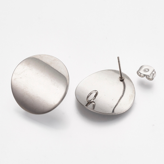 Picture of Stainless Steel Ear Stud flat round curved 20mm x2 