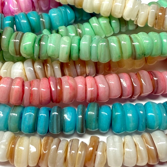 Picture of Shell Beads 6x4mm rondelle colour mix x38cm x5 