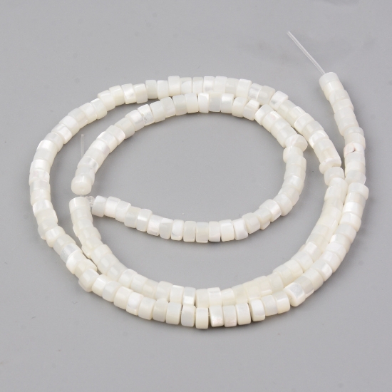 Picture of Trochus Shell Beads 4x2mm flat round White x37cm