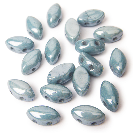 Picture of IrisDuo 4x7mm Chalk White Baby Blue Luster x25