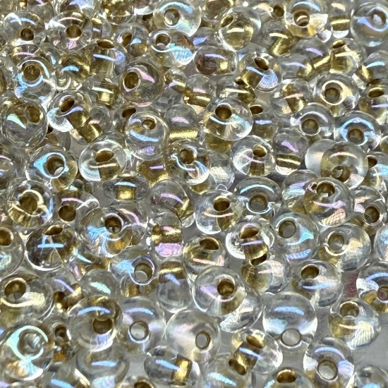 Picture of Toho Magatama 3mm 994 Gold-Lined Rainbow Crystal x10g 