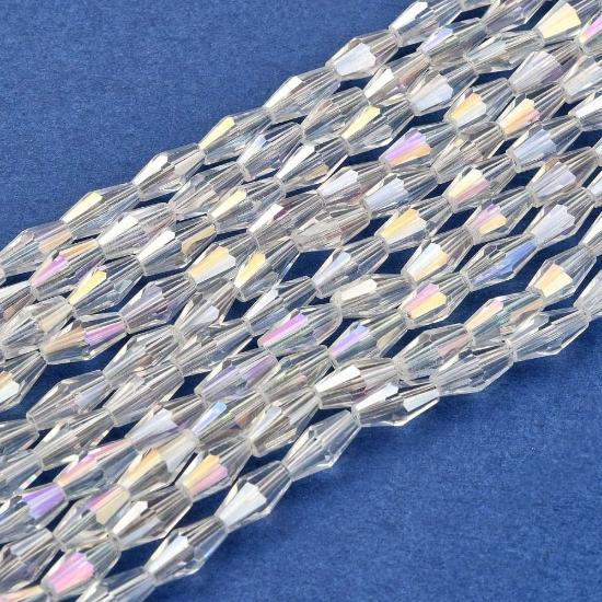 Picture of Bicone Glass bead 8x4x4mm Crystal AB x50cm