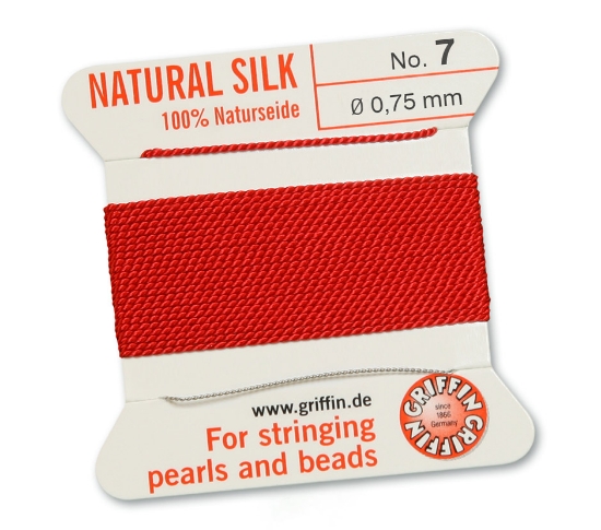 Picture of Griffin Silk Beading Cord & Needle size #7 - 0,75mm Red x2m