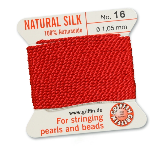 Picture of Griffin Silk Beading Cord & Needle size #16 - 1,05mm Red x2