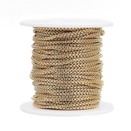 Picture of Stainless Steel Chain Venetian Box 2x2x1mm unwelded Gold x10m