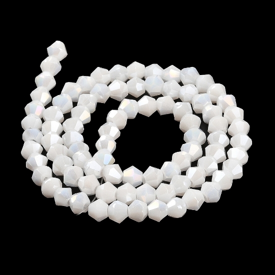 Picture of Faceted Bicone Glass bead 4mm White AB x30cm