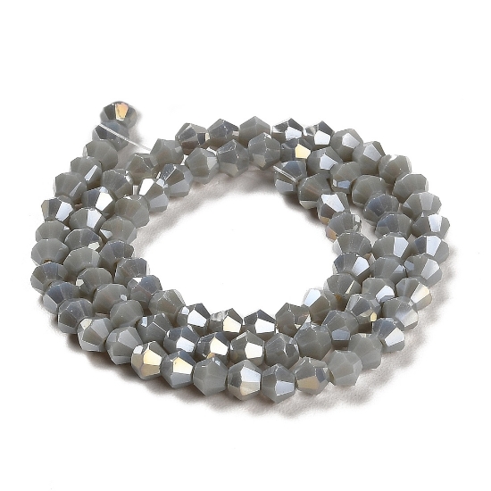 Picture of Faceted Bicone Glass bead 4mm Grey AB x30cm
