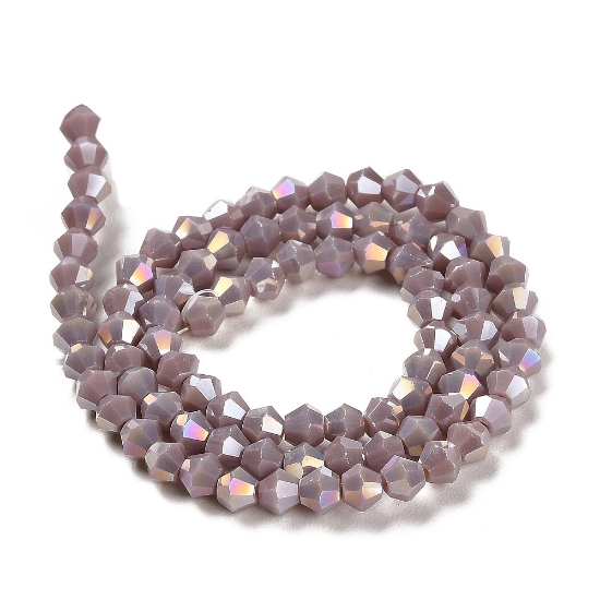 Picture of Faceted Bicone Glass bead 4mm Mauve AB x30cm
