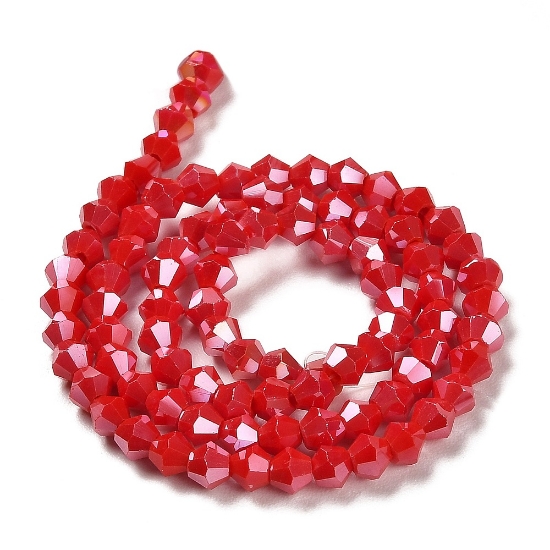 Picture of Faceted Bicone Glass bead 4mm Siam AB x30cm