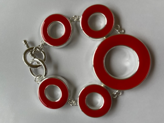 Picture of Bracelet Enamel Round Circles Red x1