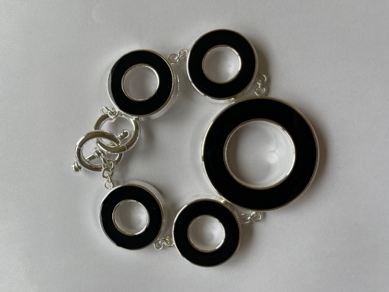 Picture of Bracelet Enamel Round Circles Black x1
