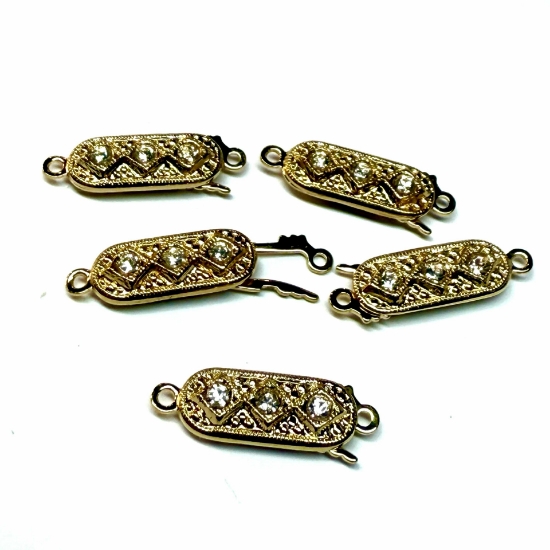 Picture of Neumann Clasp 15x6mm  w/ Swarovski Crystals 23kt Gold Plated x1 