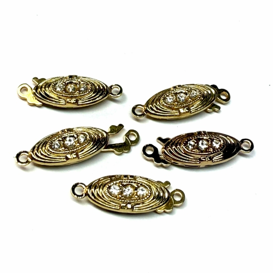 Picture of Neumann Clasp 15x7mm navette w/ Swarovski Crystals 23kt Gold Plated x1